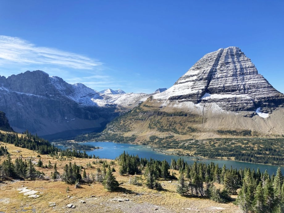 Hidden lake view in Glacier National Park with Kids