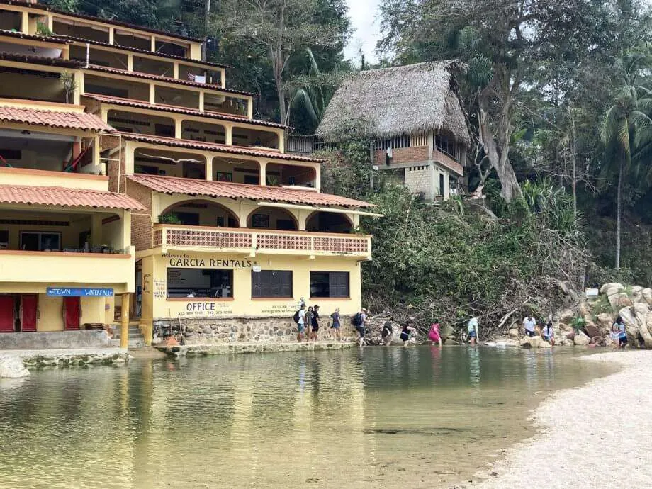Crossing to the main beach in Yelapa