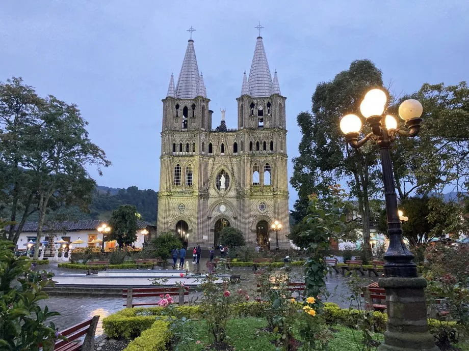 Cathedral and Main Square in Jardin Colombia
