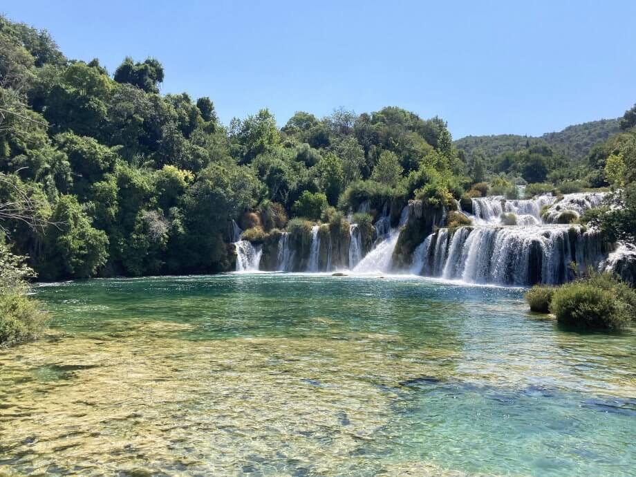 Waterfalls and clear water in Krka National Park